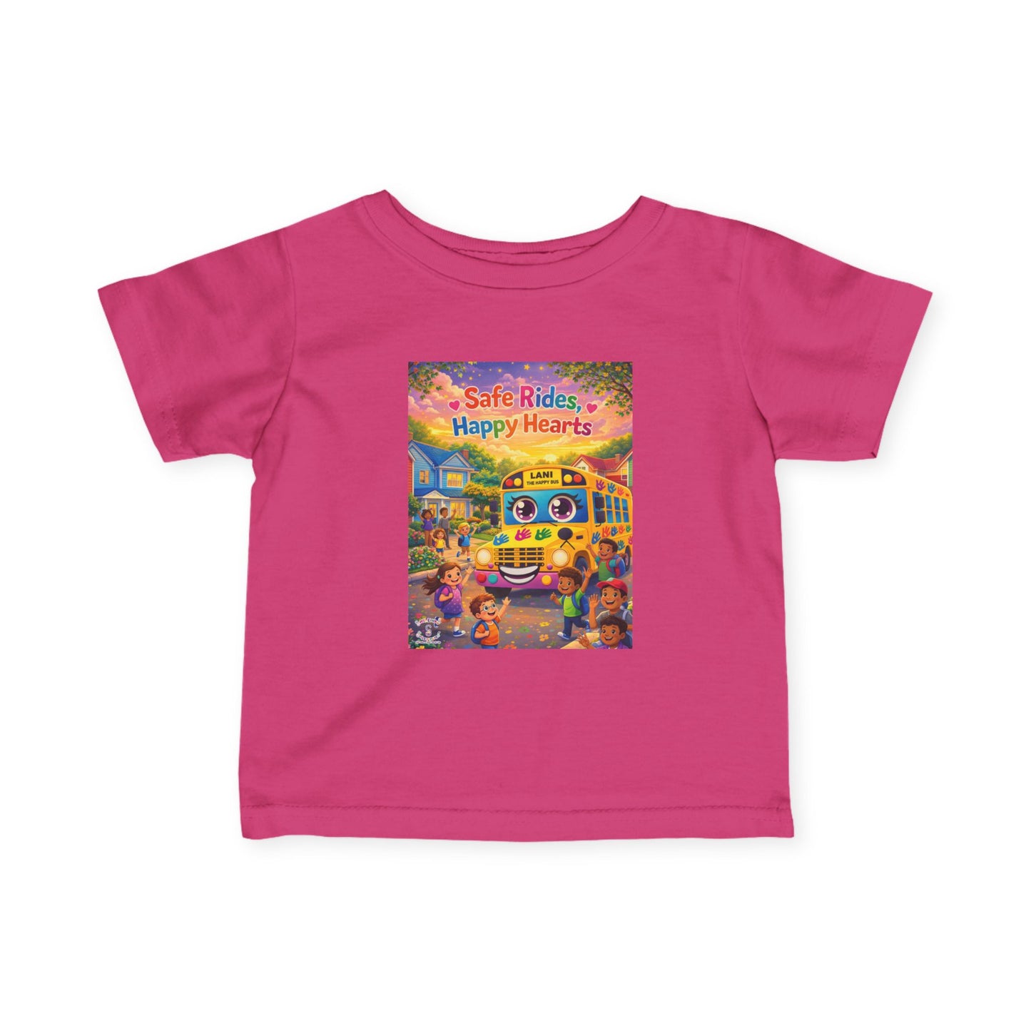 Lani™ Infant Fine Jersey Tee – "Safe Rides, Happy Hearts" Graphic