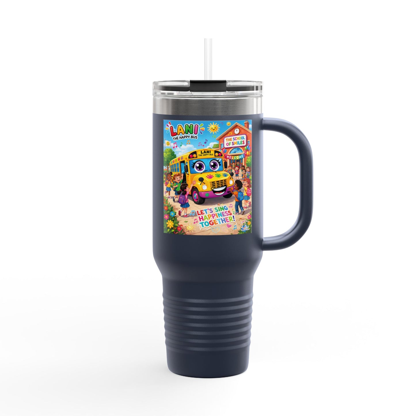 Lani™ 40oz Insulated Travel Mug – "Let's Sing Happiness Together!" Graphic