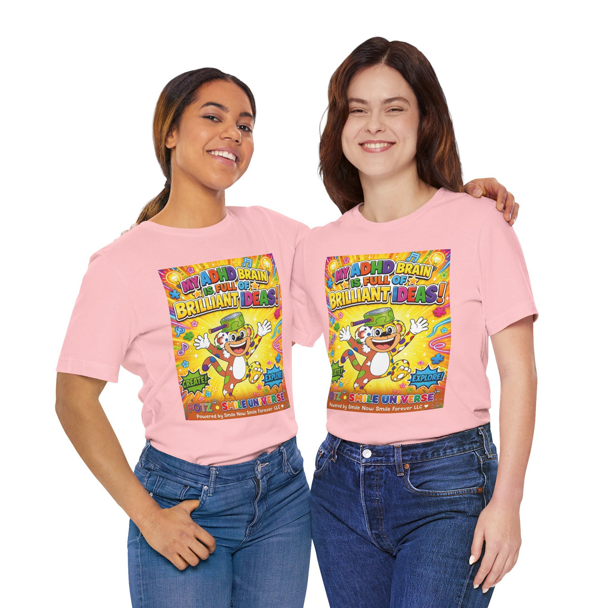 Potz™ Unisex Jersey Short Sleeve Tee – "My ADHD Brain is Full of Brilliant Ideas!" Graphic Tee | Smile Universe Collection