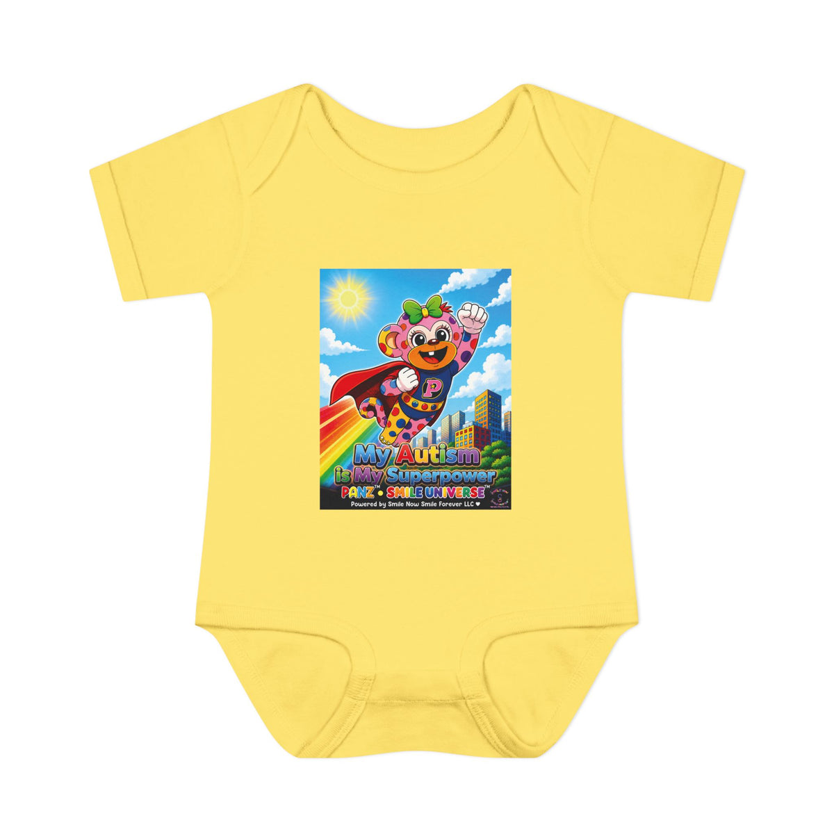 Panz™ Infant Baby Rib Bodysuit – "My Autism is My Superpower" Graphic | Smile Universe Collection