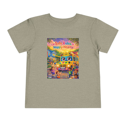 Lani™ Toddler Short Sleeve Tee – "Safe Rides, Happy Hearts" Graphic