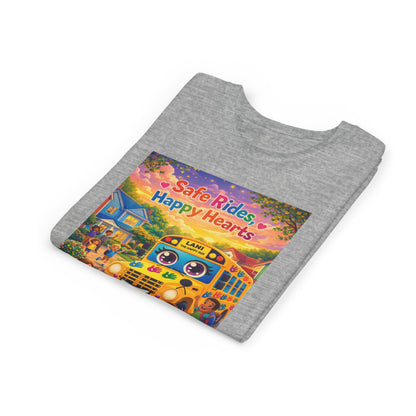 Lani™ Youth Short Sleeve Tee – "Safe Rides, Happy Hearts" Graphic