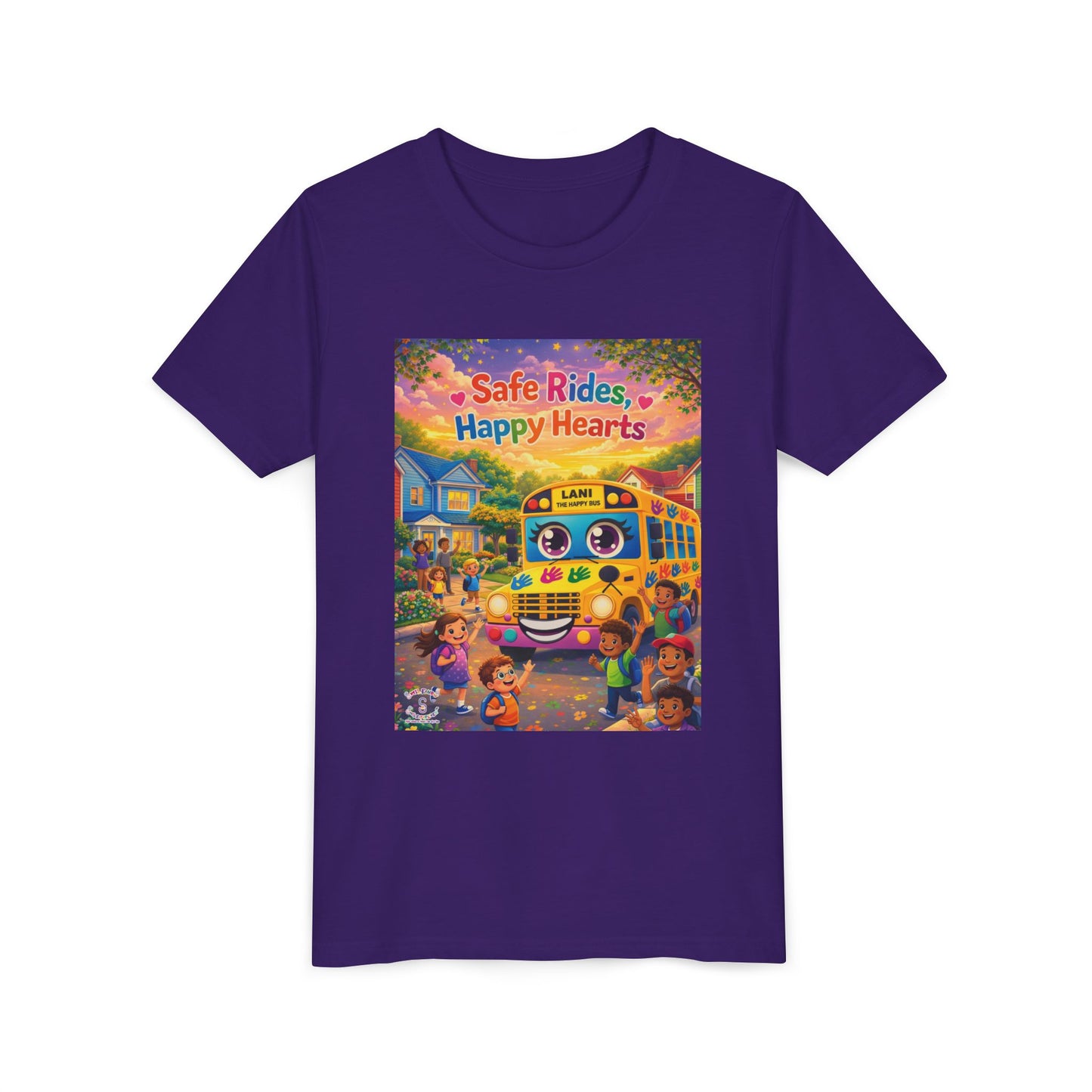 Lani™ Youth Short Sleeve Tee – "Safe Rides, Happy Hearts" Graphic
