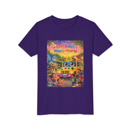 Lani™ Youth Short Sleeve Tee – "Safe Rides, Happy Hearts" Graphic