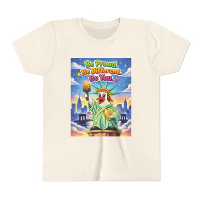 TuBz™M "Be Proud. Be Different. Be You." Kids T-Shirt - Inspirational Graphic Tee