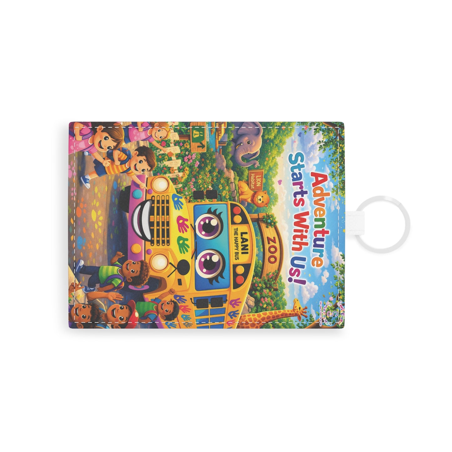 Lani™ Saffiano Leather Card Holder – "Adventure Starts With Us!" Graphic