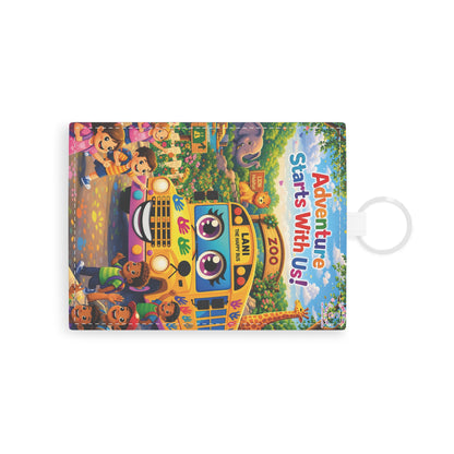 Lani™ Saffiano Leather Card Holder – "Adventure Starts With Us!" Graphic