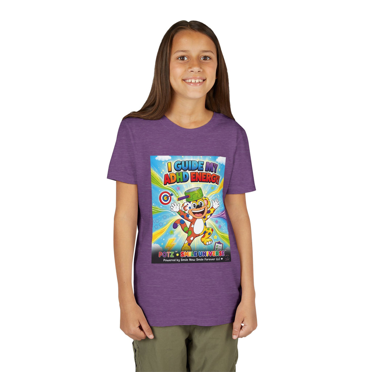 Potz™ Youth Short Sleeve Tee – "I Guide My ADHD Energy!" Graphic Tee | Smile Universe Collection