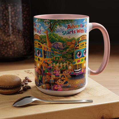 Lani™ Accent Coffee Mug (11oz & 15oz) – "Adventure Starts With Us!" Graphic