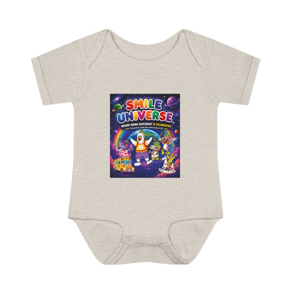 Smile Universe™ Infant Baby Rib Bodysuit – "Where Being Different is CELEBRATED!" Graphic