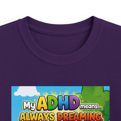 Potz™ Kids Softstyle Tee – "My ADHD Means Always Dreaming, Highly Determined" Graphic Tee | Smile Universe Collection