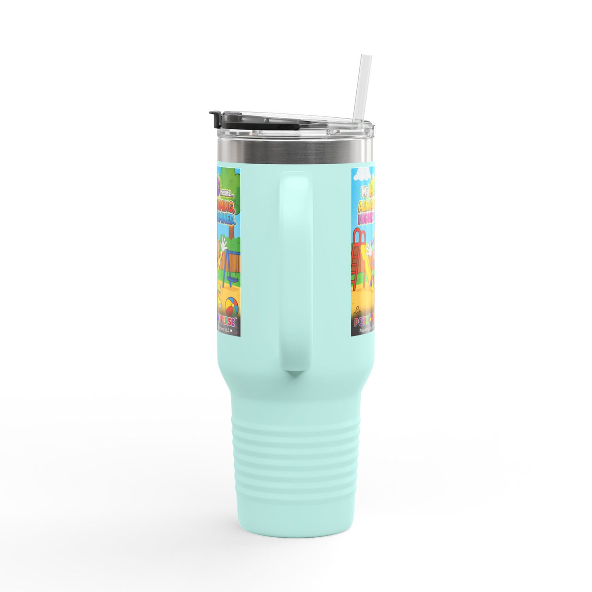Potz™ Insulated Travel Mug 40oz – "My ADHD Means Always Dreaming, Highly Determined" Graphic Tumbler | Smile Universe Collection