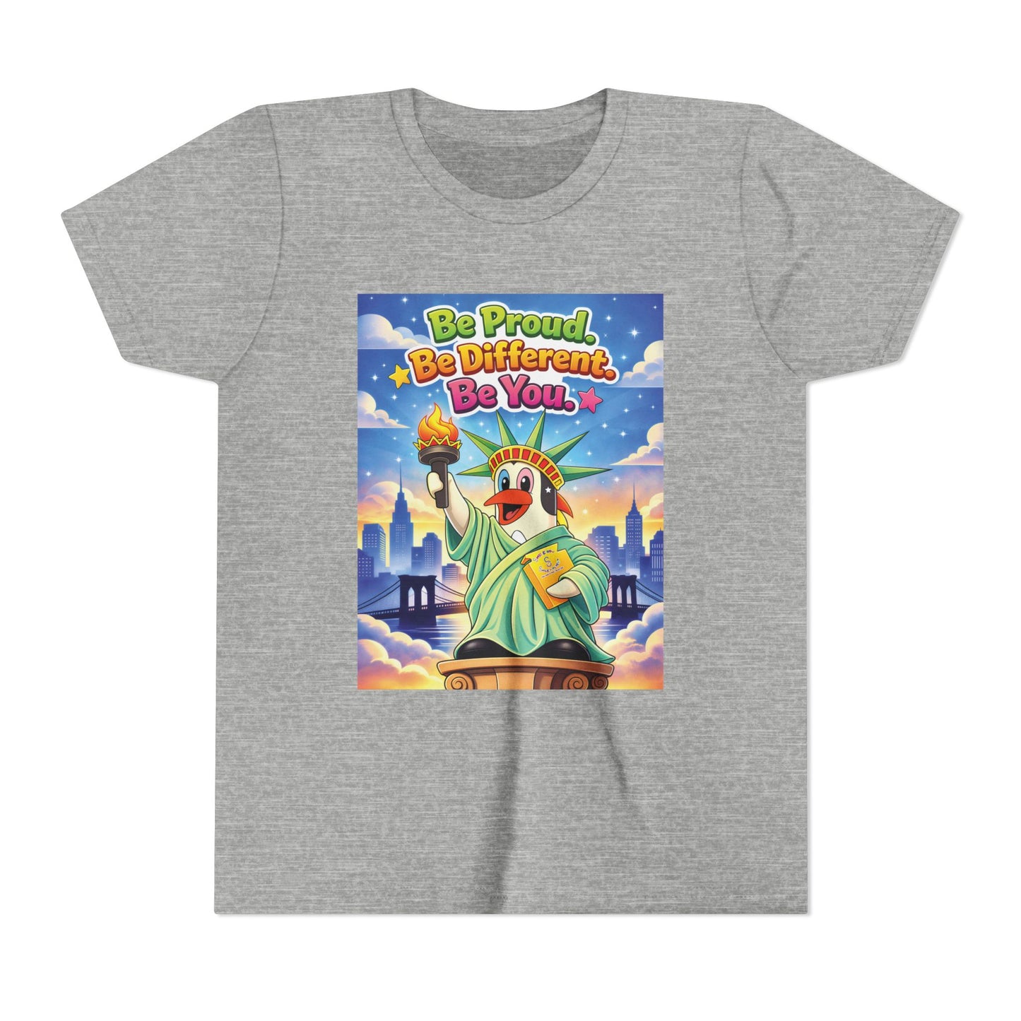 TuBz™M "Be Proud. Be Different. Be You." Kids T-Shirt - Inspirational Graphic Tee