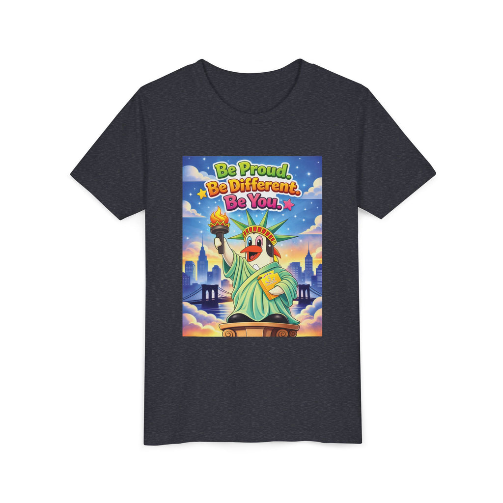 TuBz™M "Be Proud. Be Different. Be You." Kids T-Shirt - Inspirational Graphic Tee