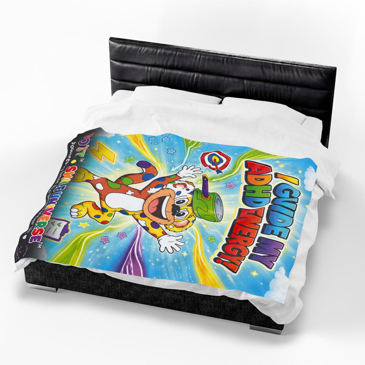 Potz™ Velveteen Plush Blanket – "I Guide My ADHD Energy!" Graphic Throw | Smile Universe Collection