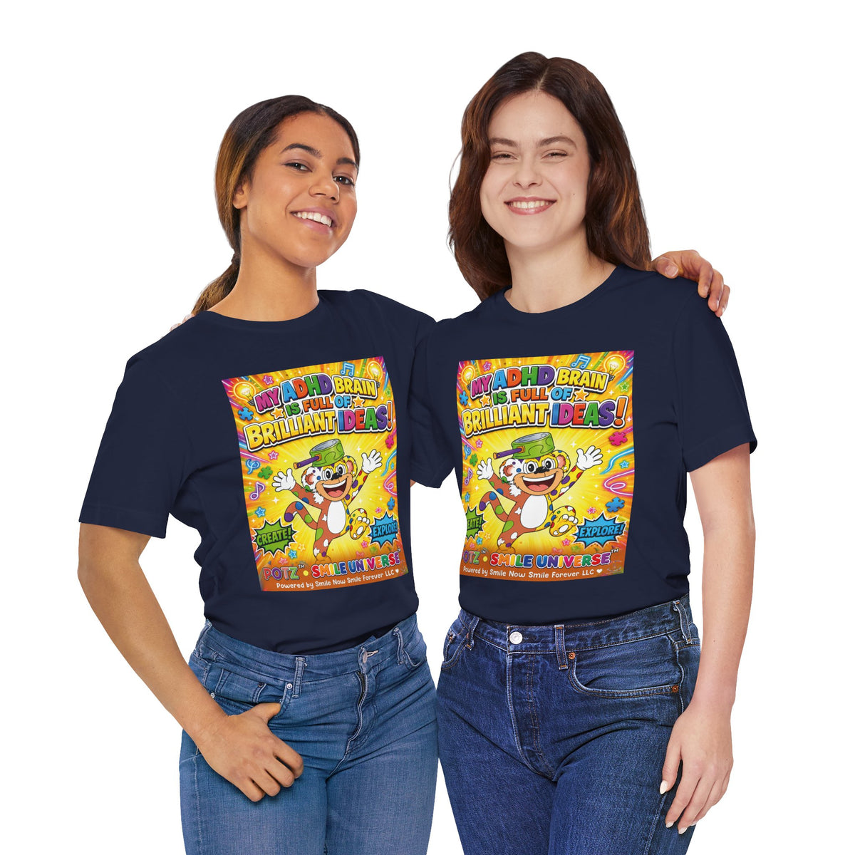 Potz™ Unisex Jersey Short Sleeve Tee – "My ADHD Brain is Full of Brilliant Ideas!" Graphic Tee | Smile Universe Collection
