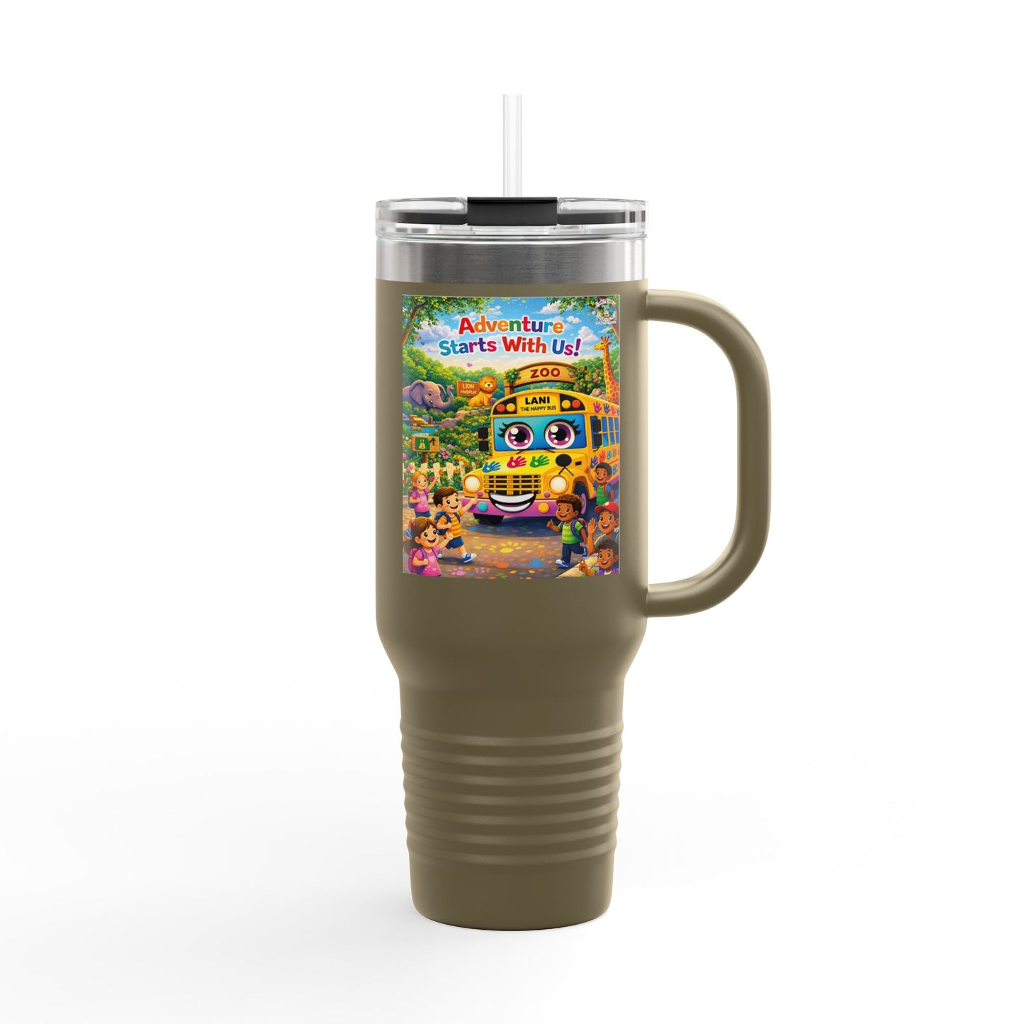 Lani™ 40oz Insulated Travel Mug – "Adventure Starts With Us!" Graphic