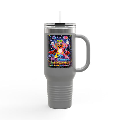 Panz™ Insulated Travel Mug 40oz – "My Energy is Powerful" Graphic Tumbler | Smile Universe Collection