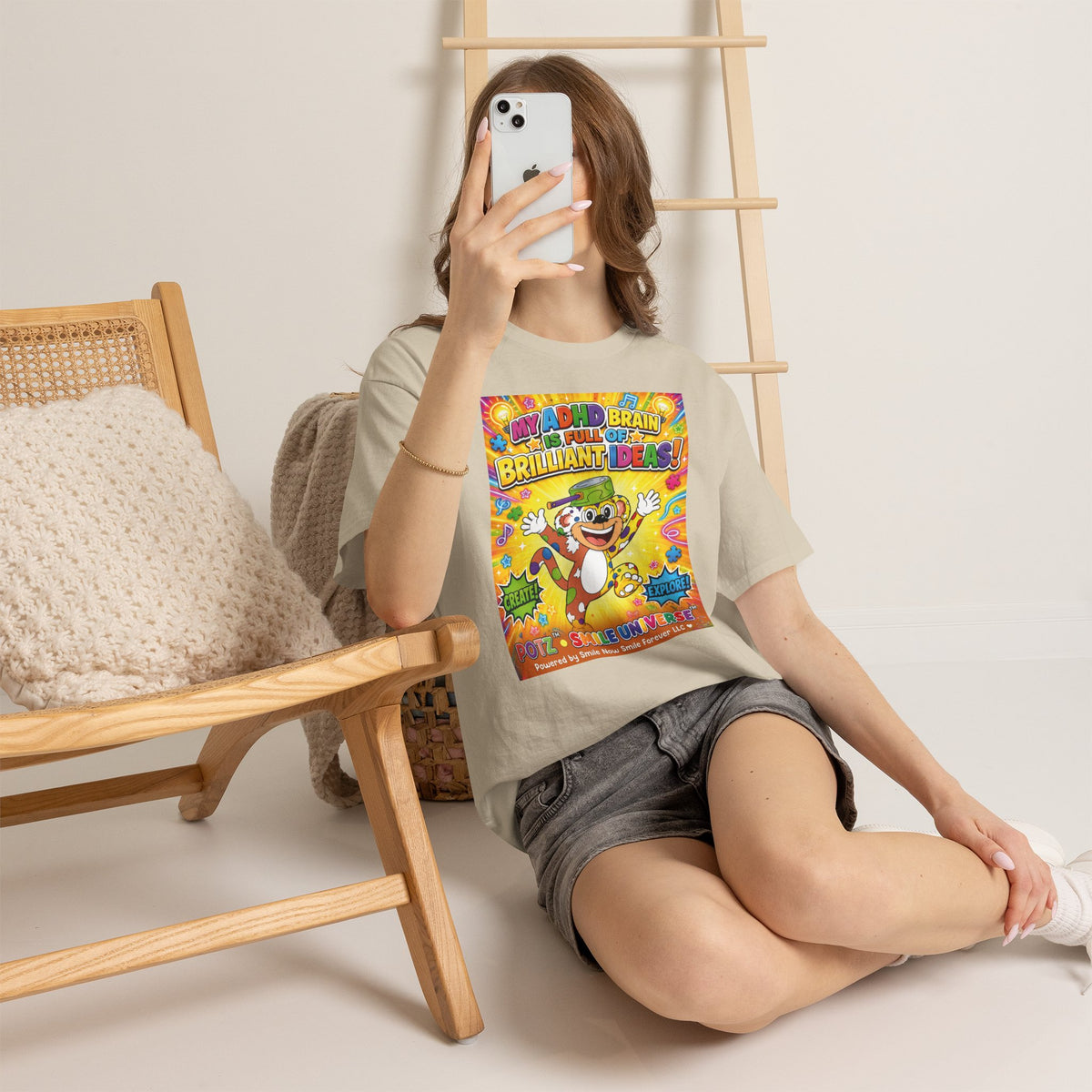 Potz™ Unisex Heavy Cotton™ Tee – "My ADHD Brain is Full of Brilliant Ideas!" Graphic Tee | Smile Universe Collection
