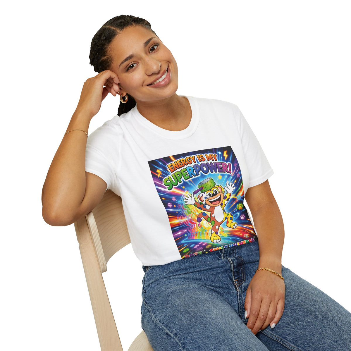 Potz™ Unisex Softstyle T-Shirt – "Energy is My Superpower!" Graphic Tee | Smile Universe Collection