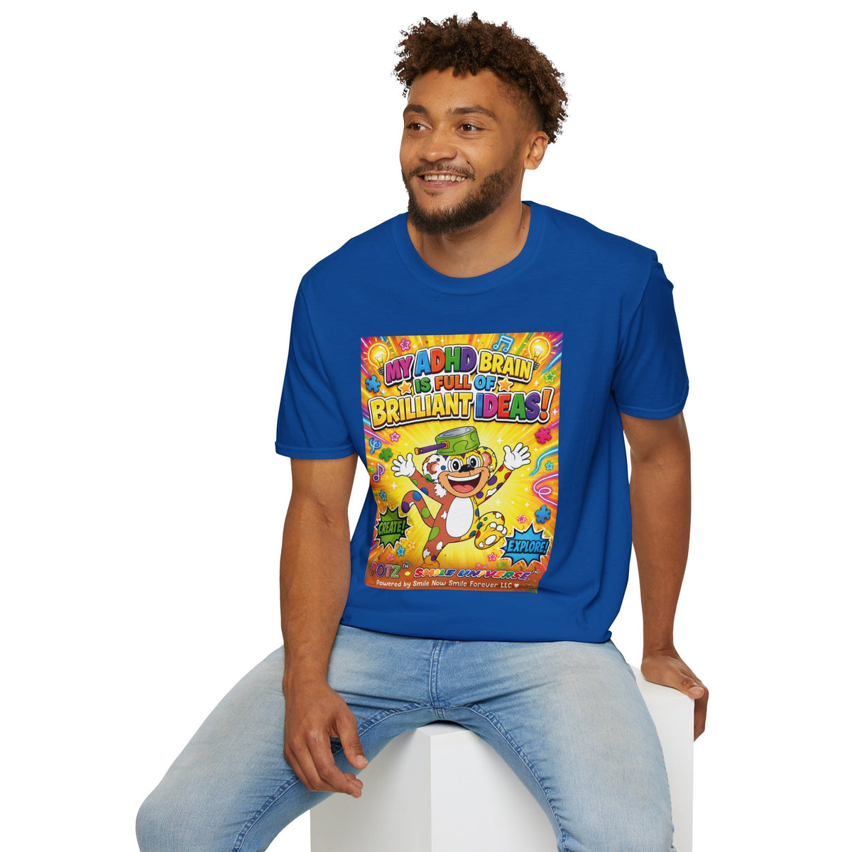 Potz™ Unisex Softstyle T-Shirt – "My ADHD Brain is Full of Brilliant Ideas!" Graphic Tee | Smile Universe Collection