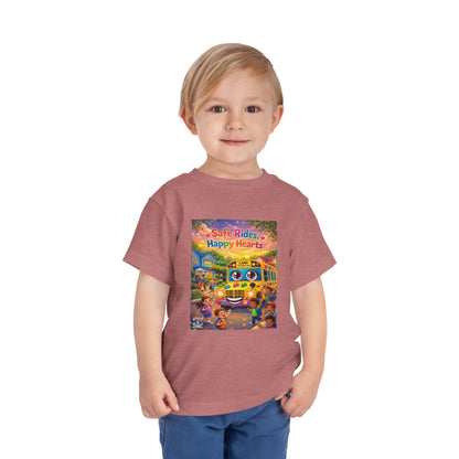 Lani™ Toddler Short Sleeve Tee – "Safe Rides, Happy Hearts" Graphic