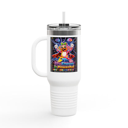 Panz™ Insulated Travel Mug 40oz – "My Energy is Powerful" Graphic Tumbler | Smile Universe Collection