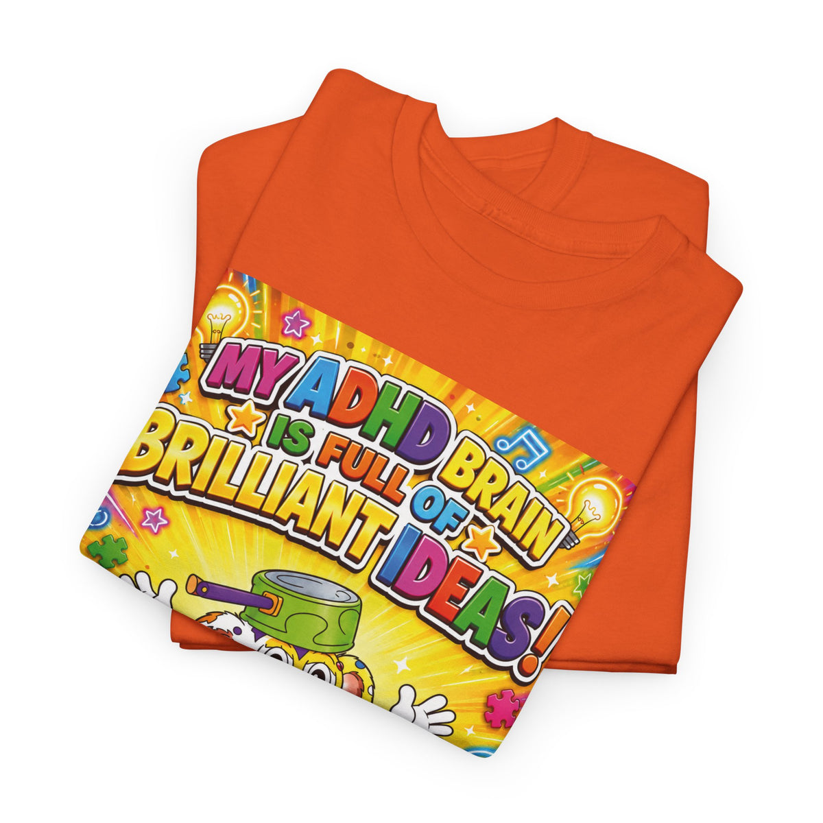 Potz™ Unisex Heavy Cotton™ Tee – "My ADHD Brain is Full of Brilliant Ideas!" Graphic Tee | Smile Universe Collection