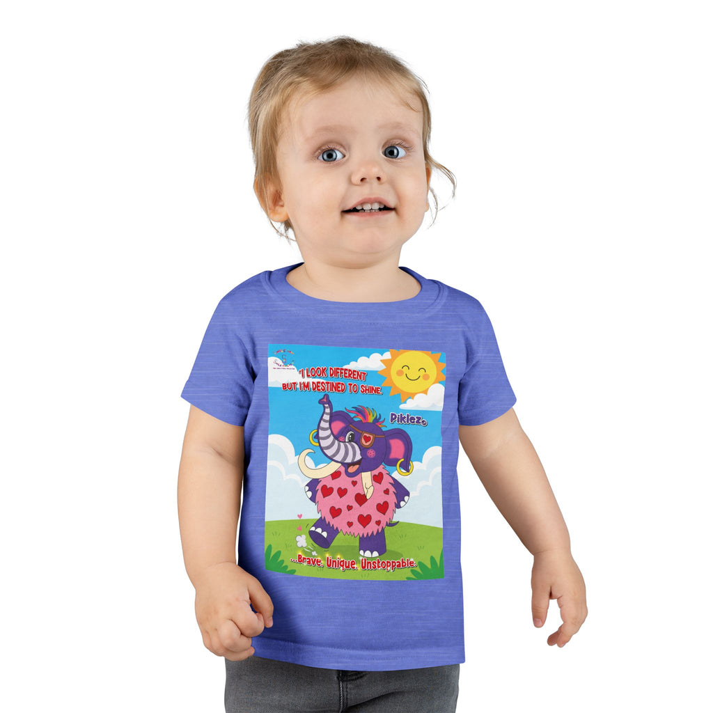 Toddler T‑Shirt — Cute Elephant Heart Design with Sun & ‘Free Hugs’ Text