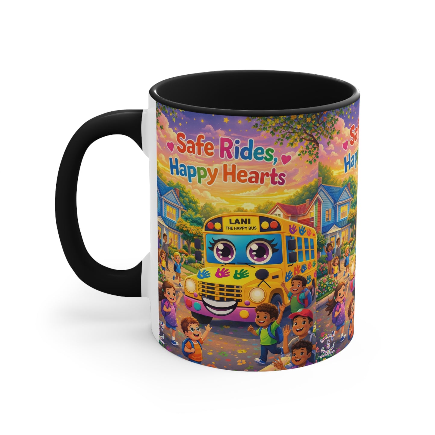 Lani™ Accent Mug – "Safe Rides, Happy Hearts" Graphic