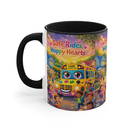 Lani™ Accent Mug – "Safe Rides, Happy Hearts" Graphic