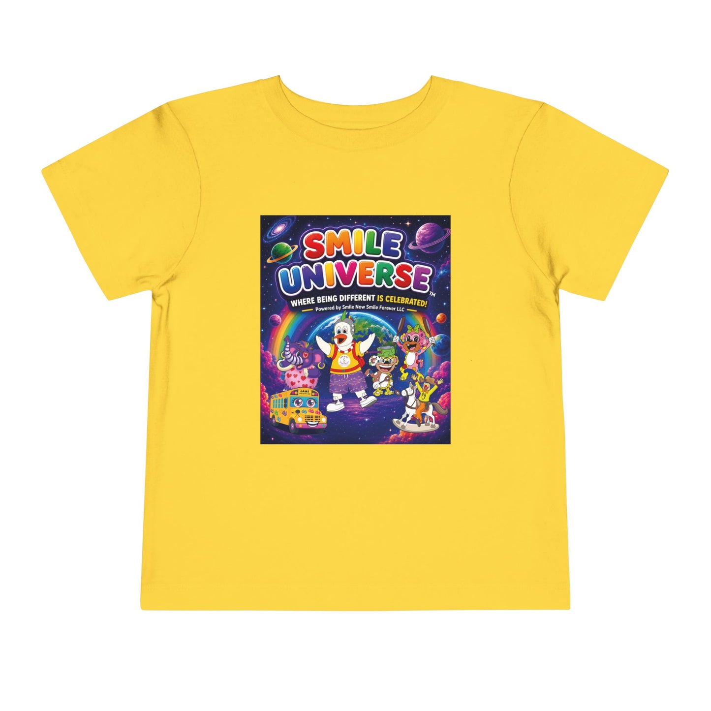 Smile Universe™ Toddler Short Sleeve Tee – "Where Being Different is CELEBRATED!" Graphic
