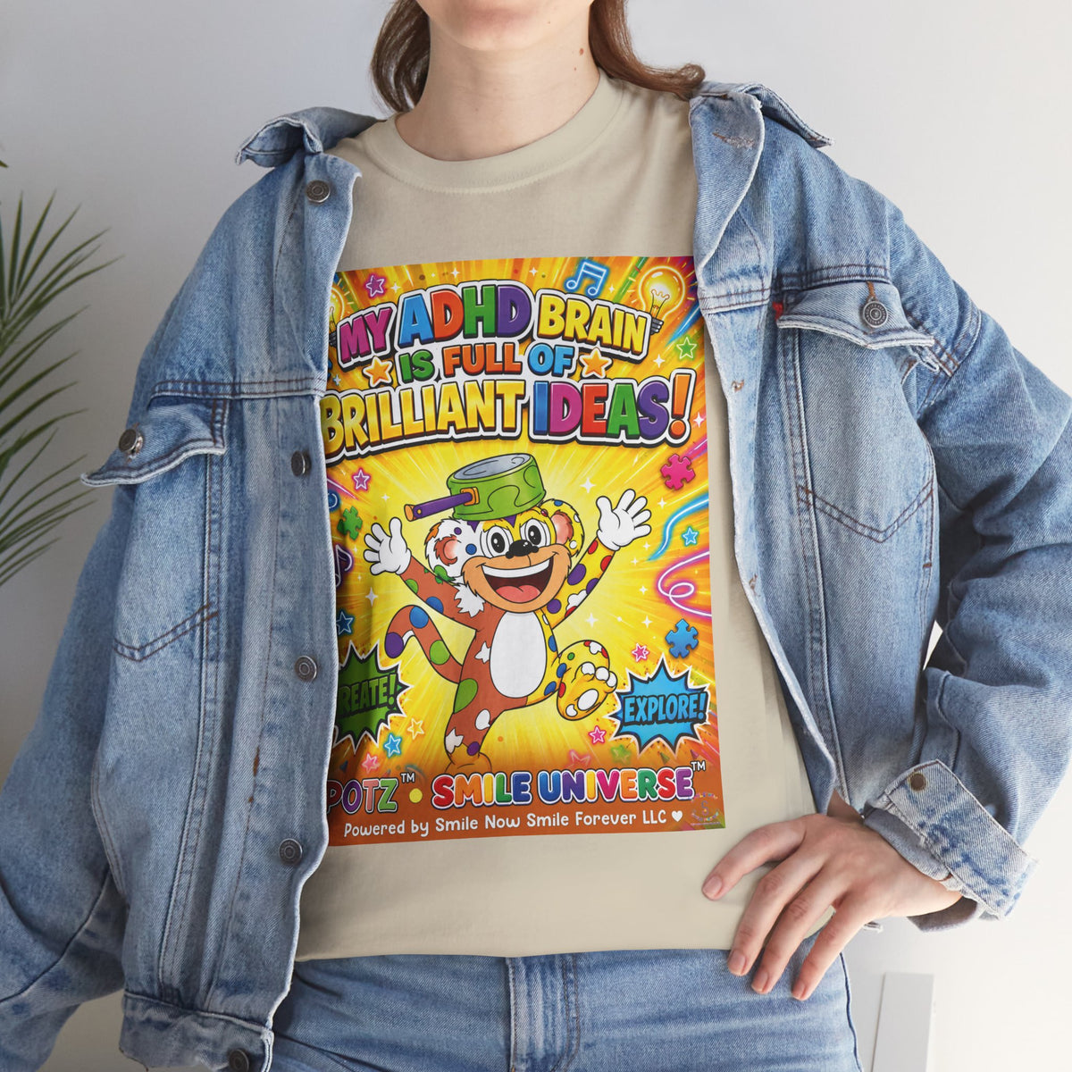 Potz™ Unisex Heavy Cotton™ Tee – "My ADHD Brain is Full of Brilliant Ideas!" Graphic Tee | Smile Universe Collection