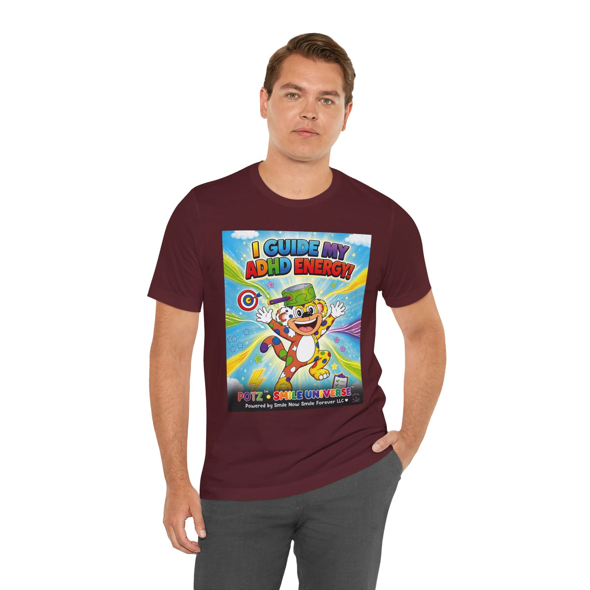 Potz™ Unisex Jersey Short Sleeve Tee – "I Guide My ADHD Energy!" Graphic Tee | Smile Universe Collection
