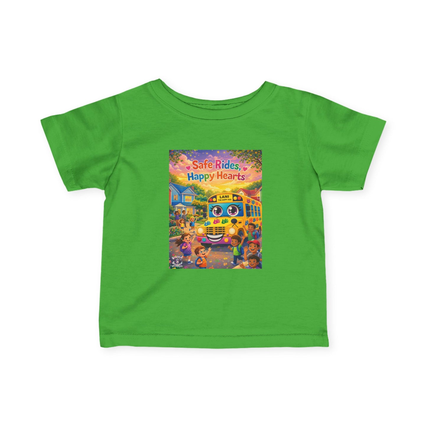 Lani™ Infant Fine Jersey Tee – "Safe Rides, Happy Hearts" Graphic