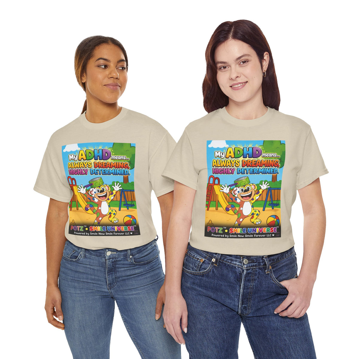 Potz™ Unisex Heavy Cotton™ Tee – "My ADHD Means Always Dreaming, Highly Determined" Graphic Tee | Smile Universe Collection