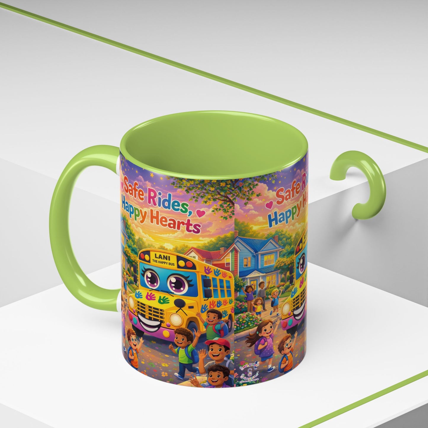 Lani™ Accent Coffee Mug (11oz & 15oz) – "Safe Rides, Happy Hearts" Graphic
