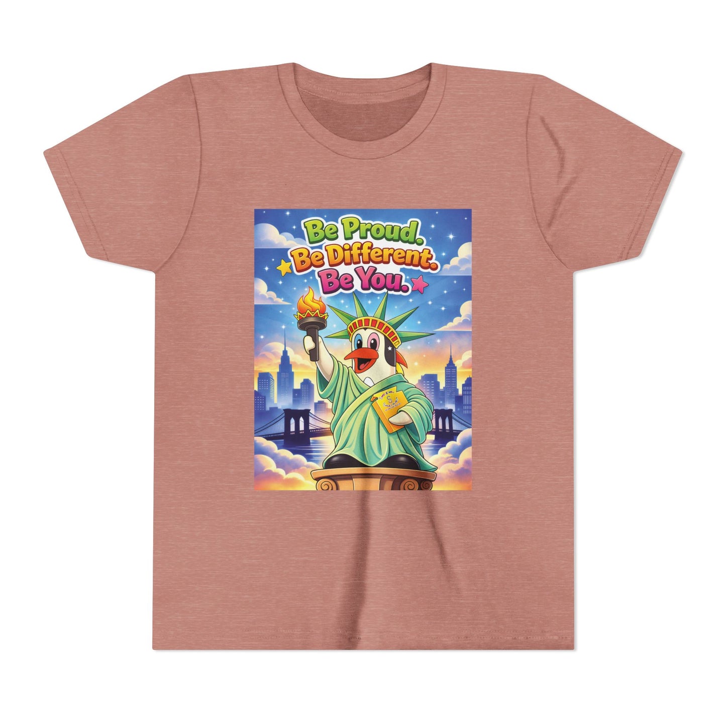 TuBz™M "Be Proud. Be Different. Be You." Kids T-Shirt - Inspirational Graphic Tee