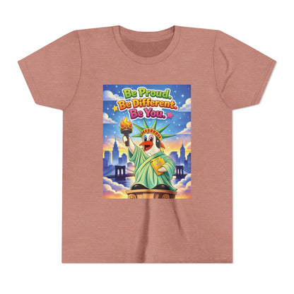 TuBz™M "Be Proud. Be Different. Be You." Kids T-Shirt - Inspirational Graphic Tee