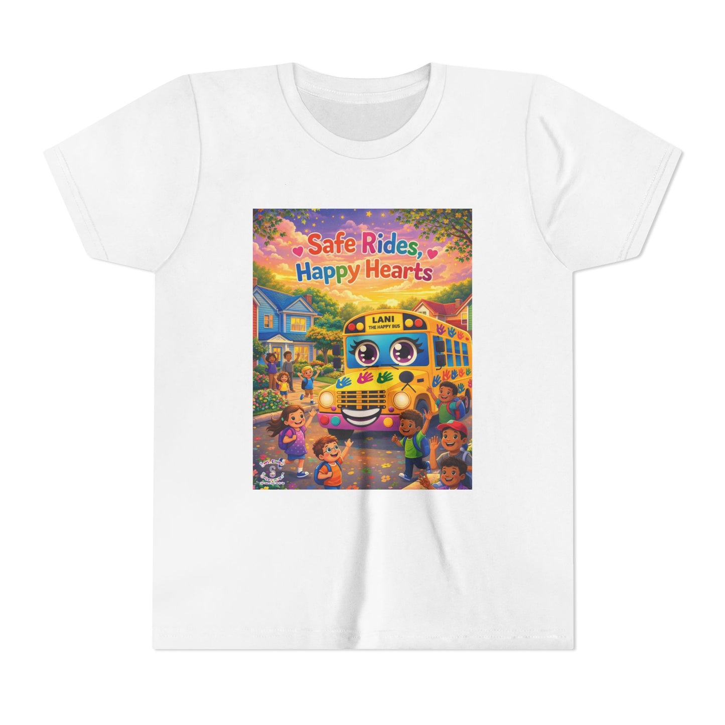 Lani™ Youth Short Sleeve Tee – "Safe Rides, Happy Hearts" Graphic