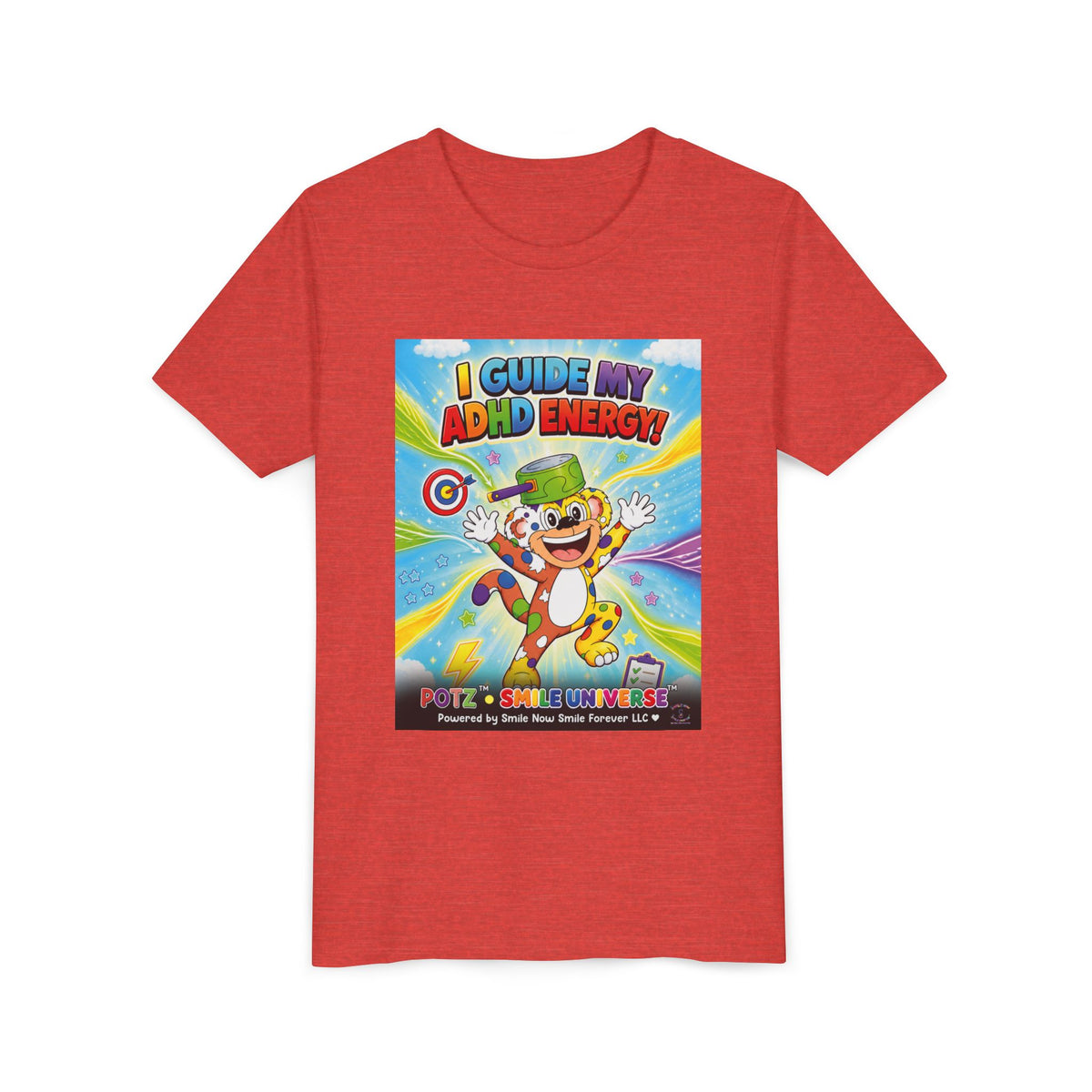 Potz™ Youth Short Sleeve Tee – "I Guide My ADHD Energy!" Graphic Tee | Smile Universe Collection