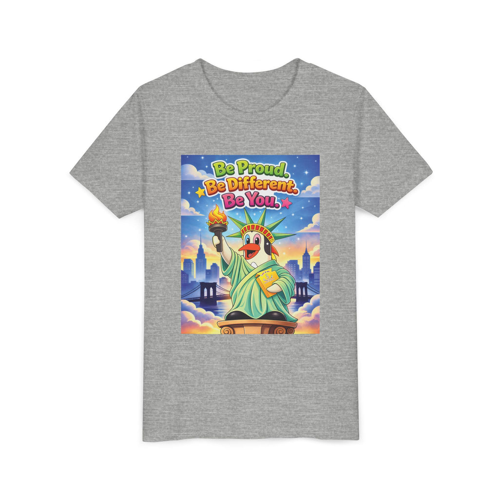 TuBz™M "Be Proud. Be Different. Be You." Kids T-Shirt - Inspirational Graphic Tee