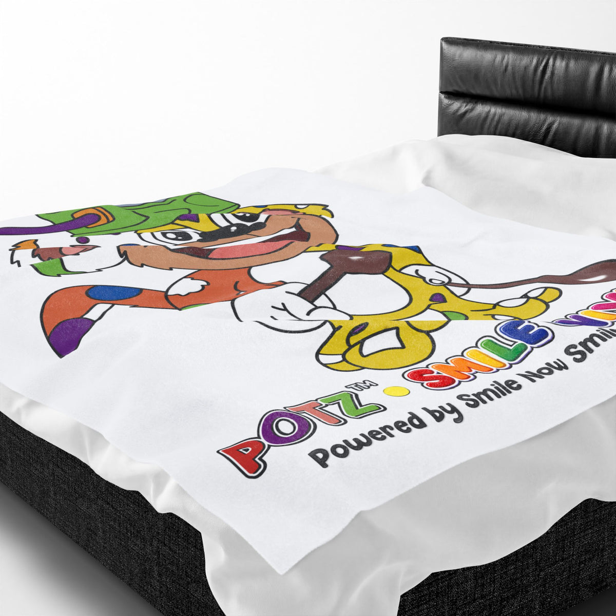 Potz™ Velveteen Plush Blanket – Playful Graphic Throw | Smile Universe Collection