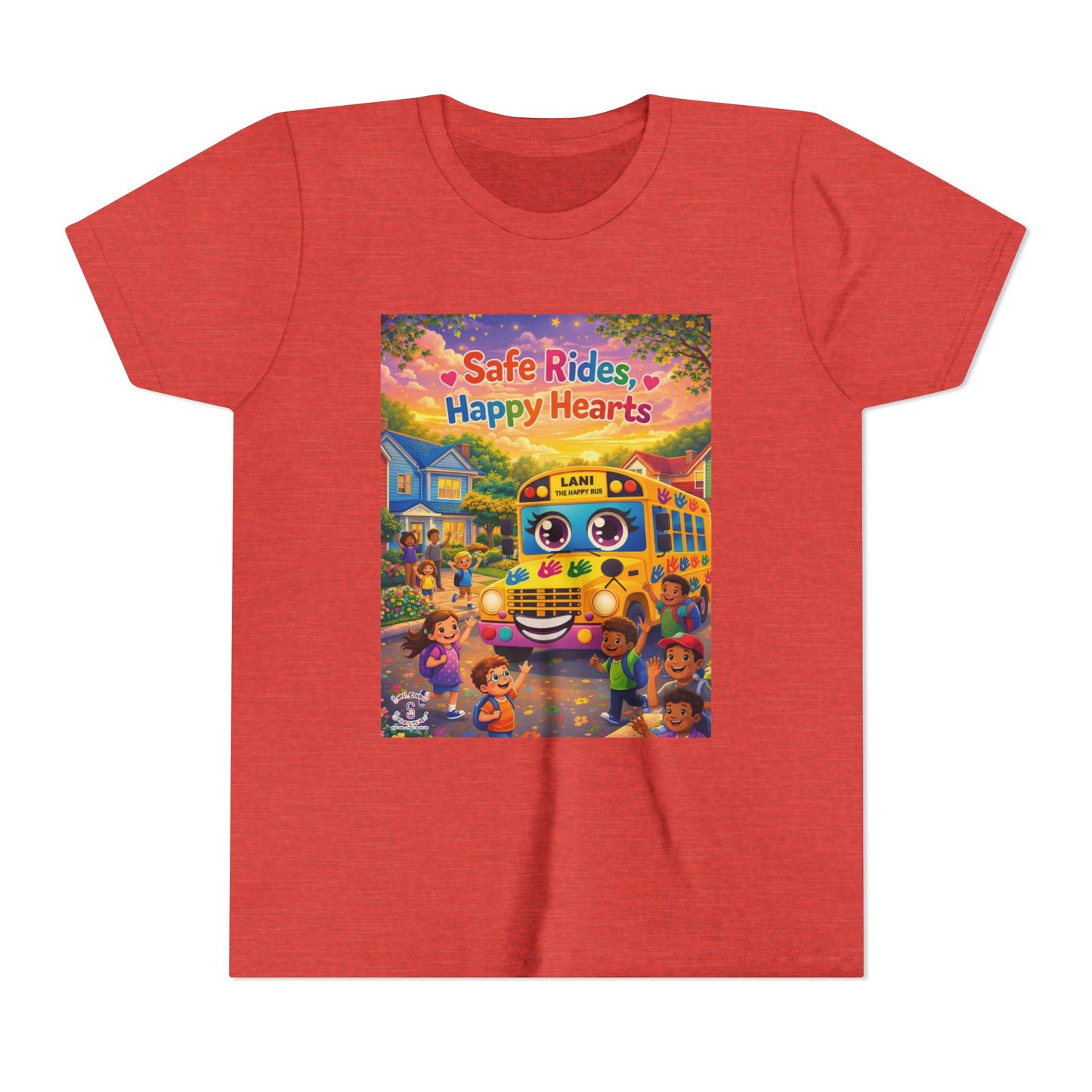 Lani™ Youth Short Sleeve Tee – "Safe Rides, Happy Hearts" Graphic