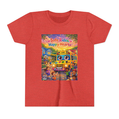 Lani™ Youth Short Sleeve Tee – "Safe Rides, Happy Hearts" Graphic