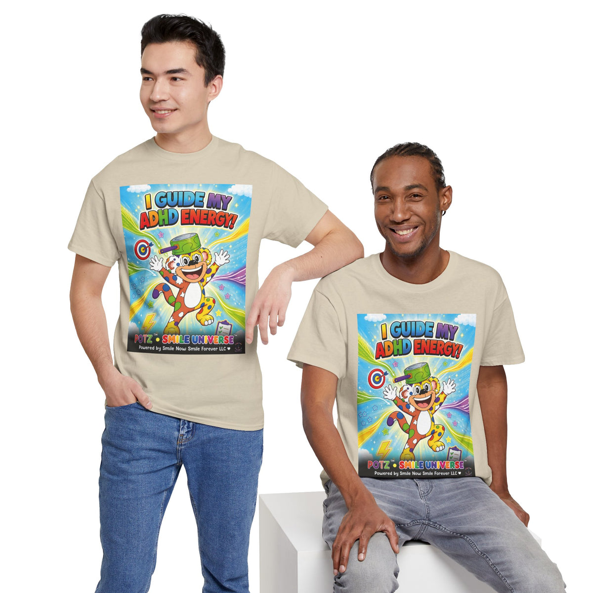 Potz™ Unisex Heavy Cotton™ Tee – "I Guide My ADHD Energy!" Graphic Tee | Smile Universe Collection