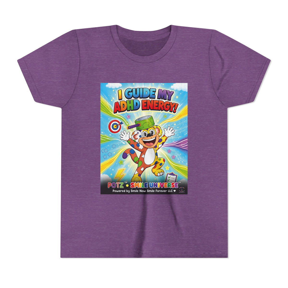 Potz™ Youth Short Sleeve Tee – "I Guide My ADHD Energy!" Graphic Tee | Smile Universe Collection