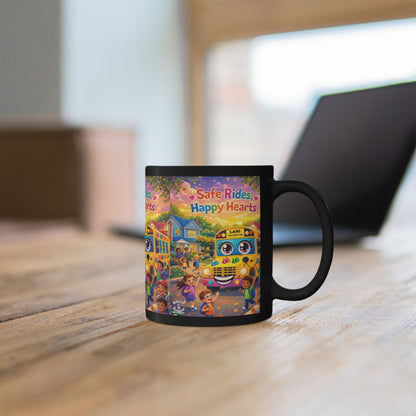 Lani™ Black Mug (11oz & 15oz) – "Safe Rides, Happy Hearts" Graphic
