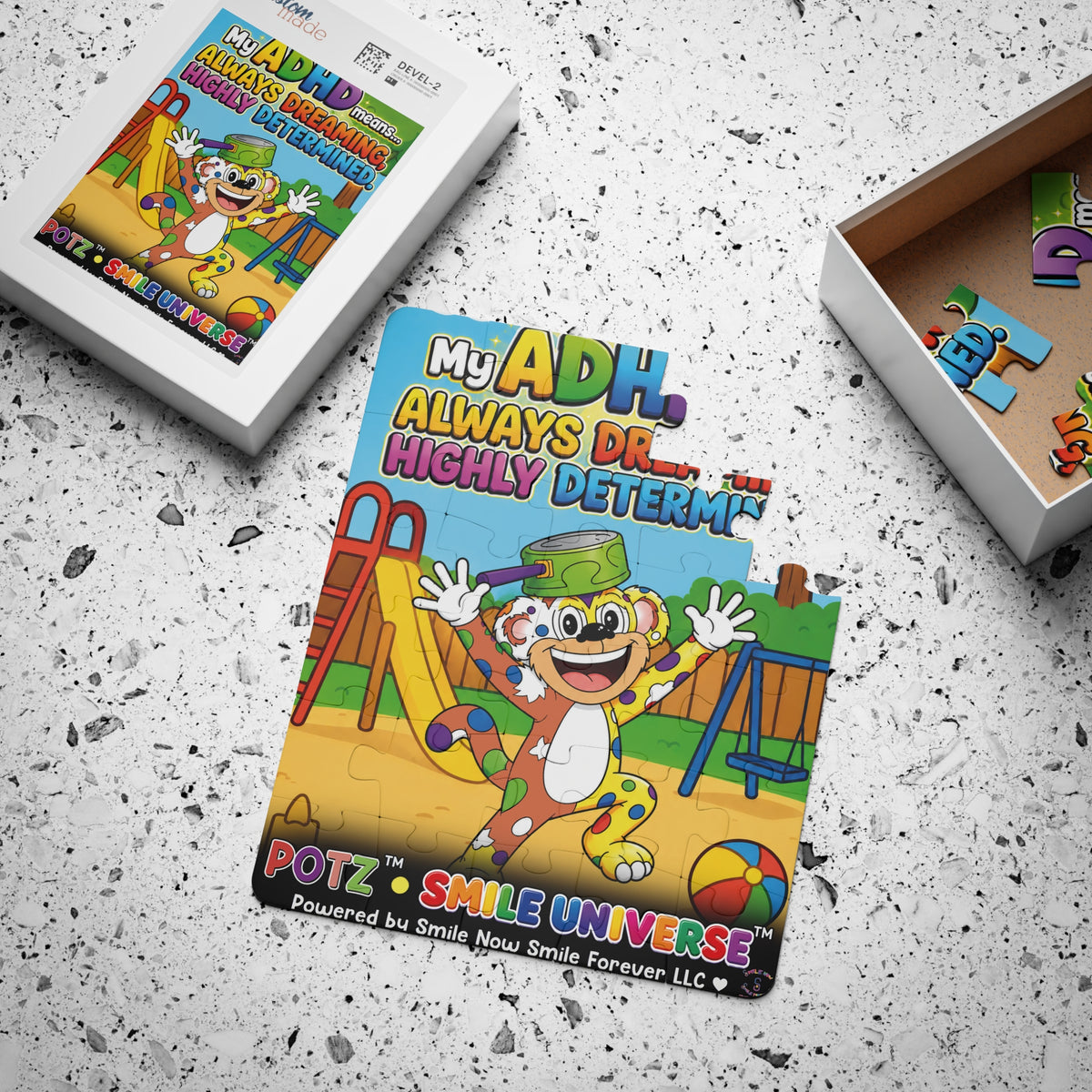 Potz™ Kids' Puzzle 30-Piece – "My ADHD Means Always Dreaming, Highly Determined" Graphic Puzzle | Smile Universe Collection