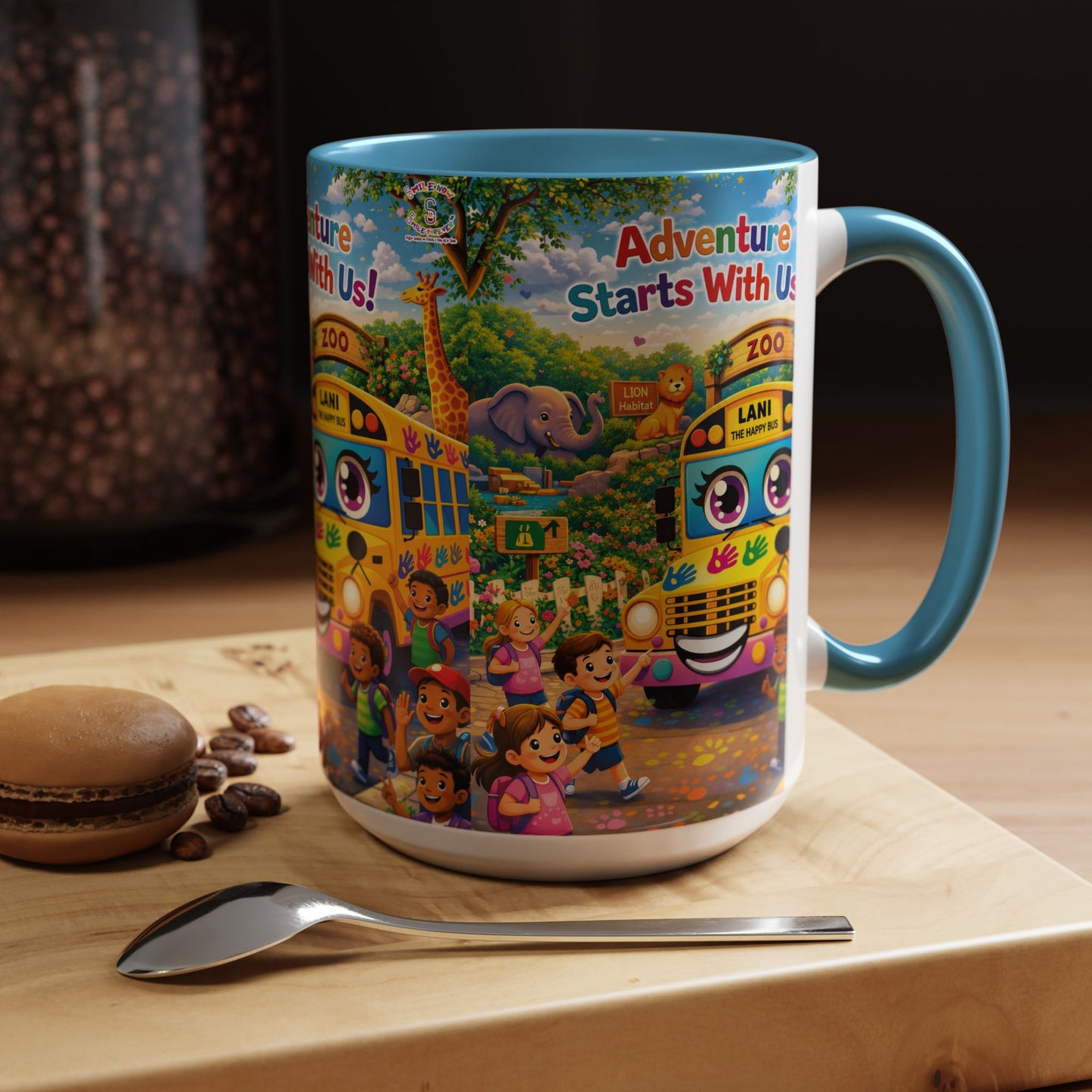 Lani™ Accent Coffee Mug (11oz & 15oz) – "Adventure Starts With Us!" Graphic